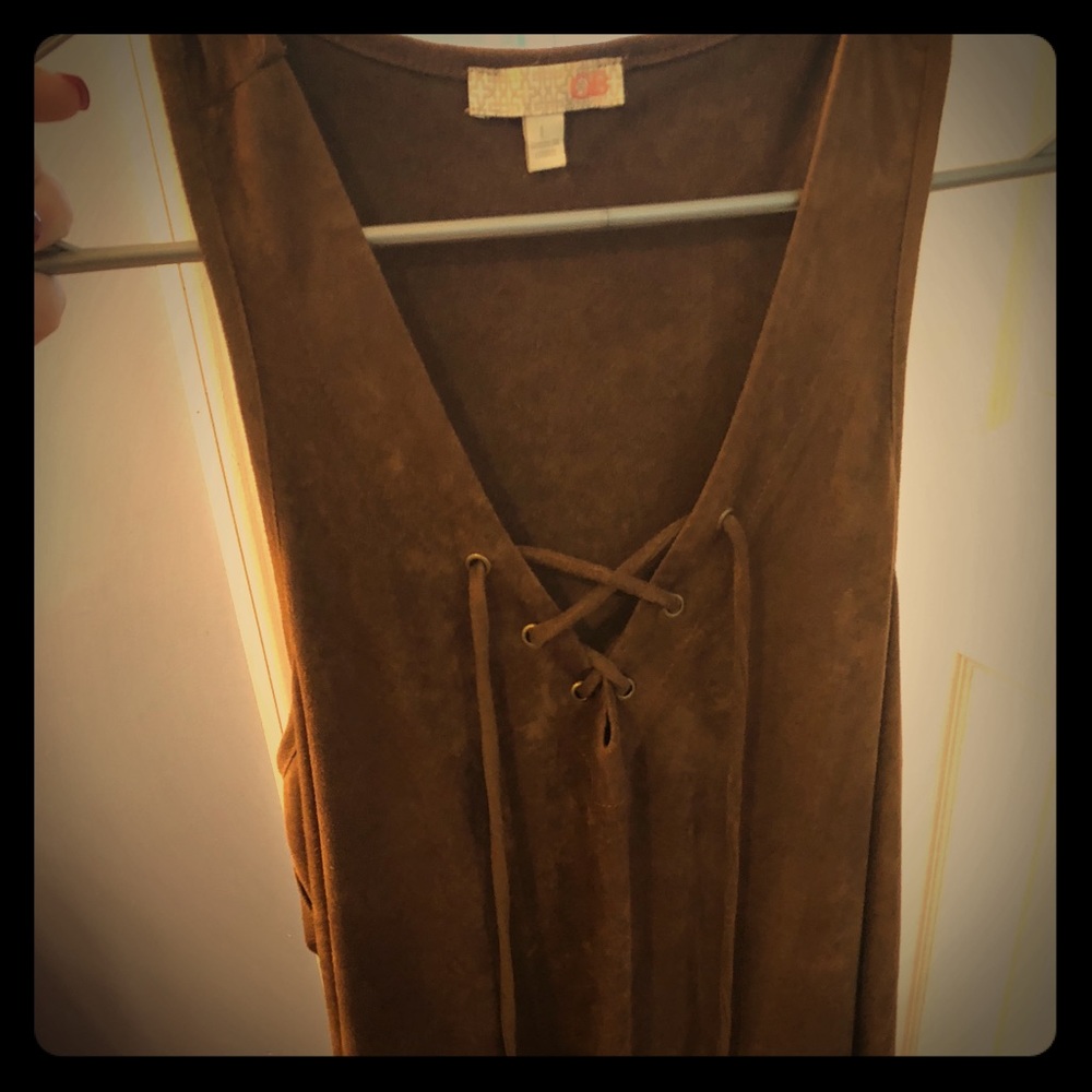Brown sued tank top dress